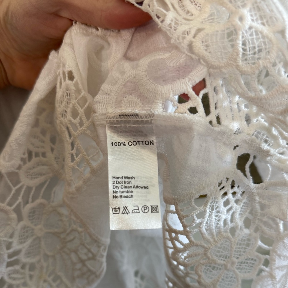 ANTICA SARTORIO by Giacomo Cinque White Lace Embroidered Peasant Blouse O/S - Picture 4 of 5